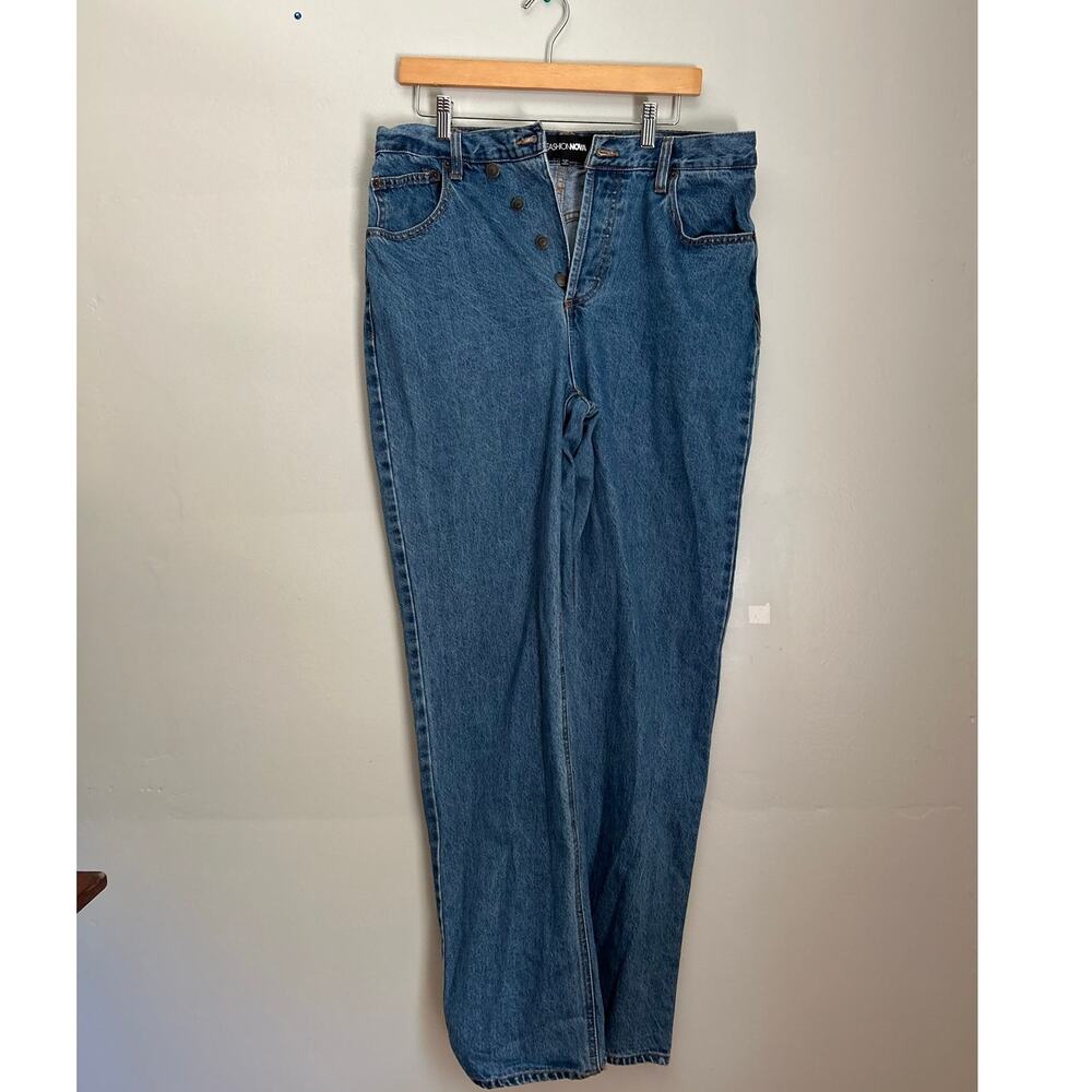 Fashion Nova High-Rise 100% Cotton Crossover Button Straight Leg Jeans Size 9